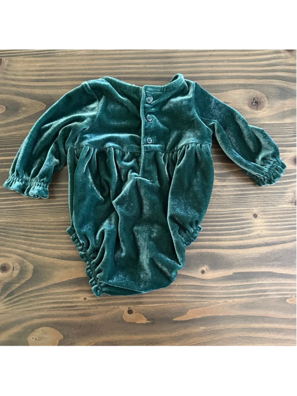 Carter’s Green Velvet Bodysuit Newborn Long Sleeve Bubble Romper